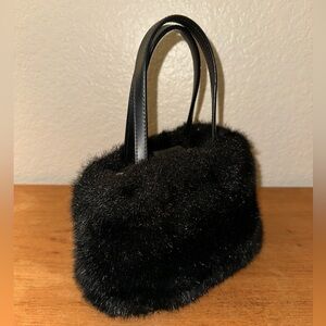 vintage faux fur mini black bag